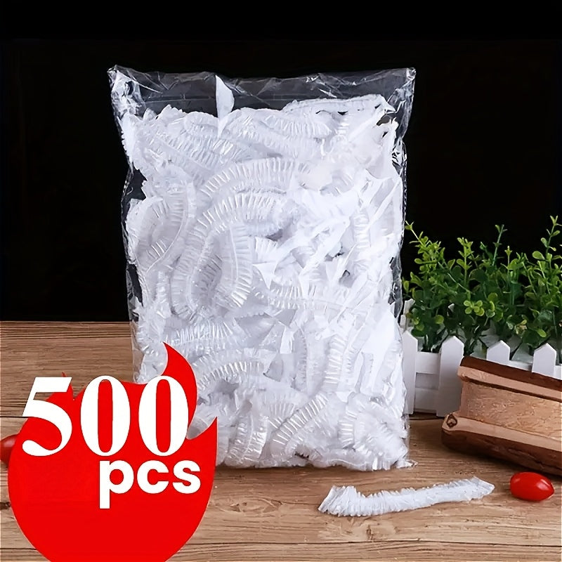 500pcs Reusable Elastic Food Covers - Transparent Stretchable Plastic Bowl and Plate Covers, Suitable for Kitchen and Dining, Holiday Supplies, Christmas