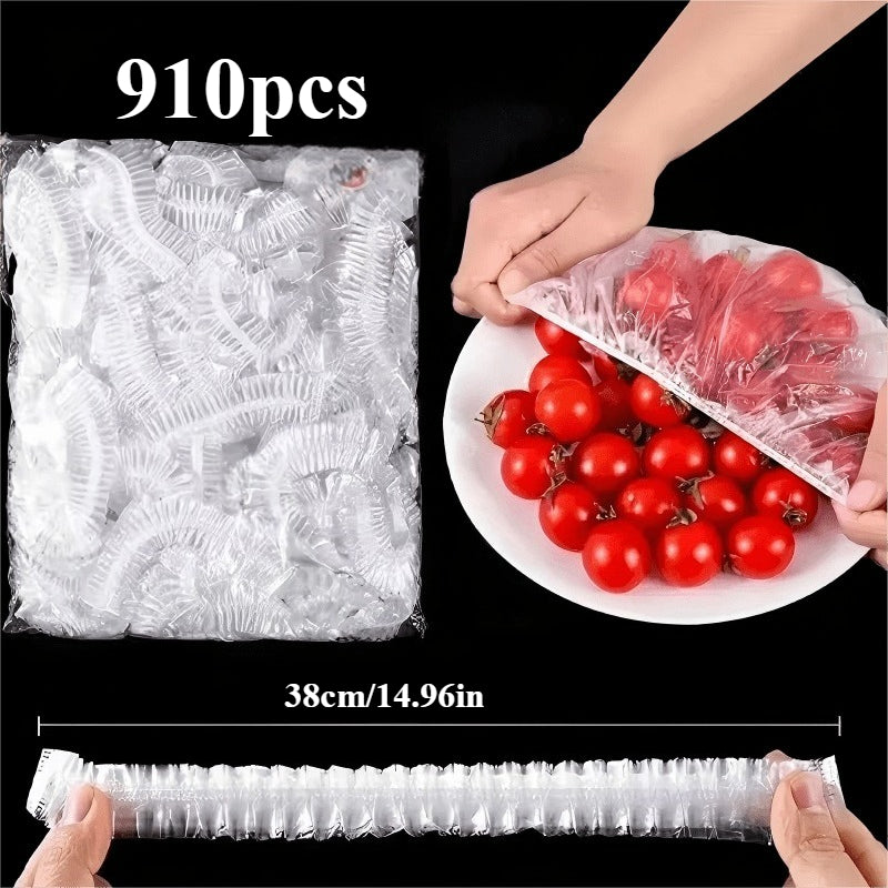 2026 Extra Large and Thickened Food-Grade Plastic Wrap - 910pcs, 14.96x14.96inch Reusable Elastic Bowl Covers, Suitable for Food Storage and Meal Preparation
