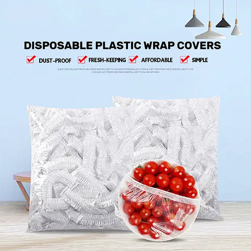 200/600Pcs Food Grade Plastic Wrap Covers for Freshness, 200PCS, Colorful Disposable Food Covers, Fruit and Vegetable Saran Wrap for Kitchen, Picnic, BBQ - Safe for Food Contact