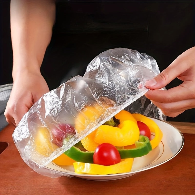 500pcs Reusable Elastic Food Covers - Transparent Stretchable Plastic Bowl and Plate Covers, Suitable for Kitchen and Dining, Holiday Supplies, Christmas