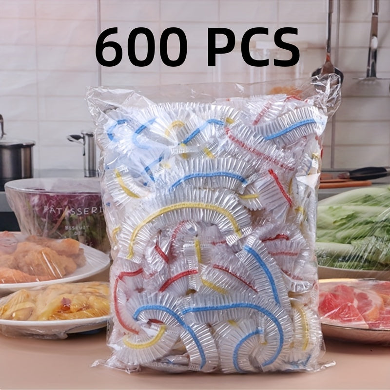 200/600Pcs Food Grade Plastic Wrap Covers for Freshness, 200PCS, Colorful Disposable Food Covers, Fruit and Vegetable Saran Wrap for Kitchen, Picnic, BBQ - Safe for Food Contact