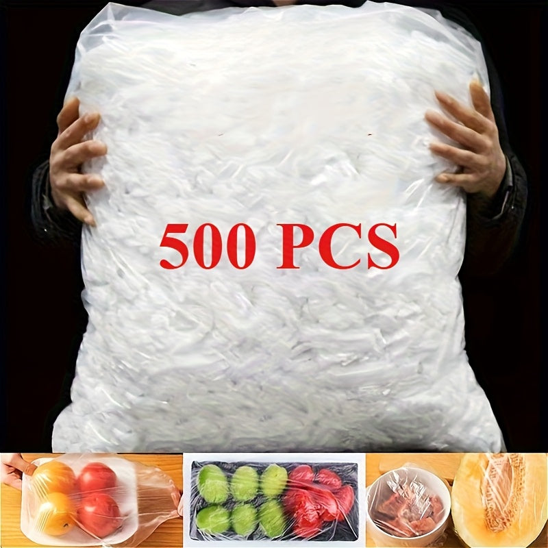 500pcs Reusable Elastic Food Covers - Transparent Stretchable Plastic Bowl and Plate Covers, Suitable for Kitchen and Dining, Holiday Supplies, Christmas