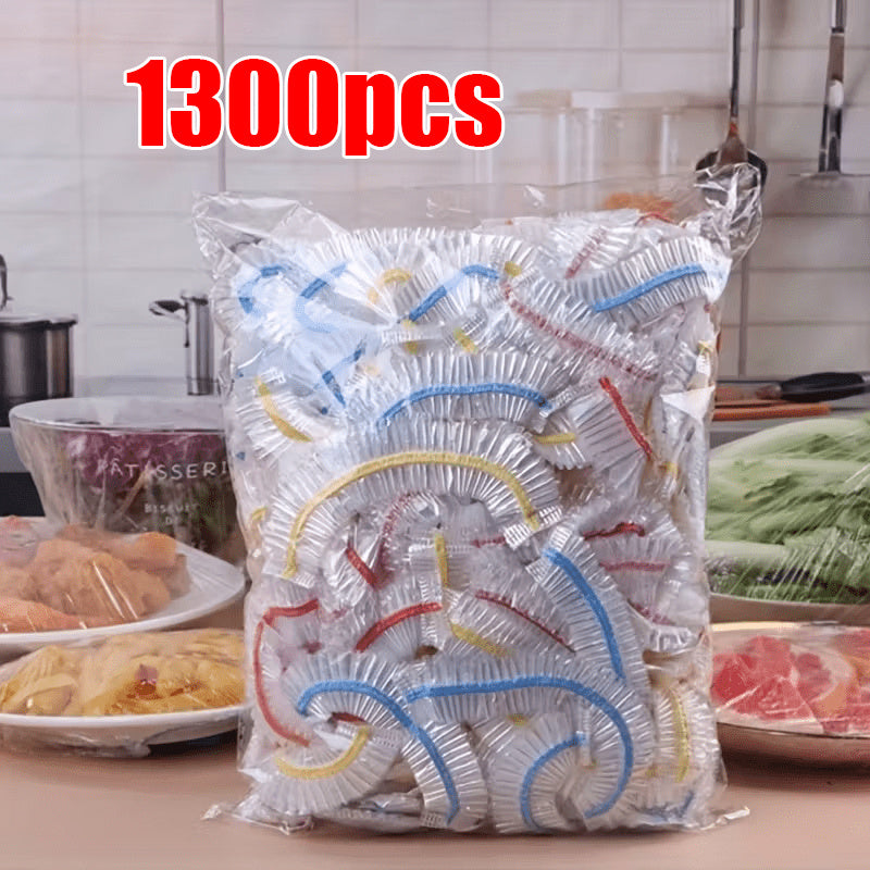 1300pcs Elastic Fresh-Keeping Film Covers, Food-Grade PE Film Bags, Disposable Bowl Sealing, Kitchen Fresh-Keeping Food Storage Lids, Kitchen Supplies, Kitchen Gadgets