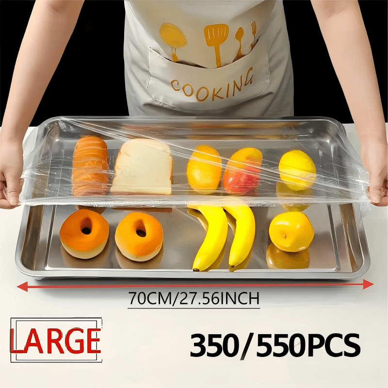 350/550pcs Large Food-Grade Baking Tray Lids | 70cm/27.56in, Multi-Purpose, Odorless, Dustproof, Reusable Plastic Covers for Home, Restaurant, Kitchen Storage Solutions