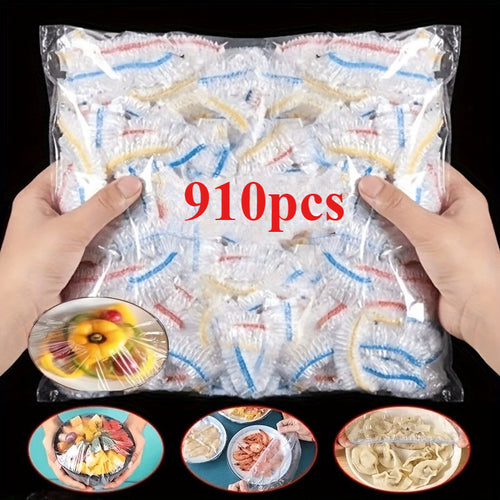 2026 Extra Large and Thickened Food-Grade Plastic Wrap - 910pcs, 14.96x14.96inch Reusable Elastic Bowl Covers, Suitable for Food Storage and Meal Preparation