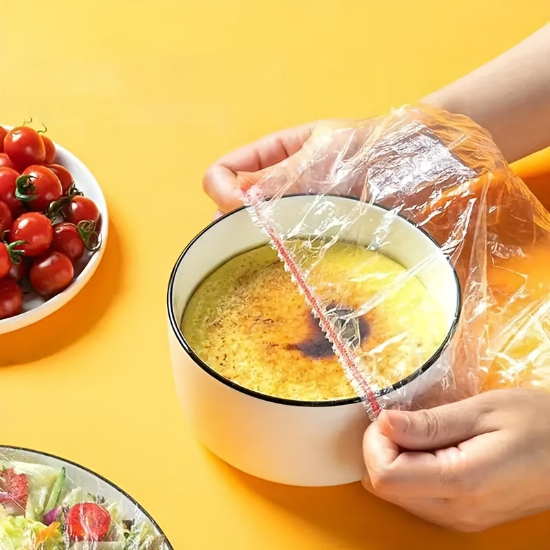 200/600Pcs Food Grade Plastic Wrap Covers for Freshness, 200PCS, Colorful Disposable Food Covers, Fruit and Vegetable Saran Wrap for Kitchen, Picnic, BBQ - Safe for Food Contact